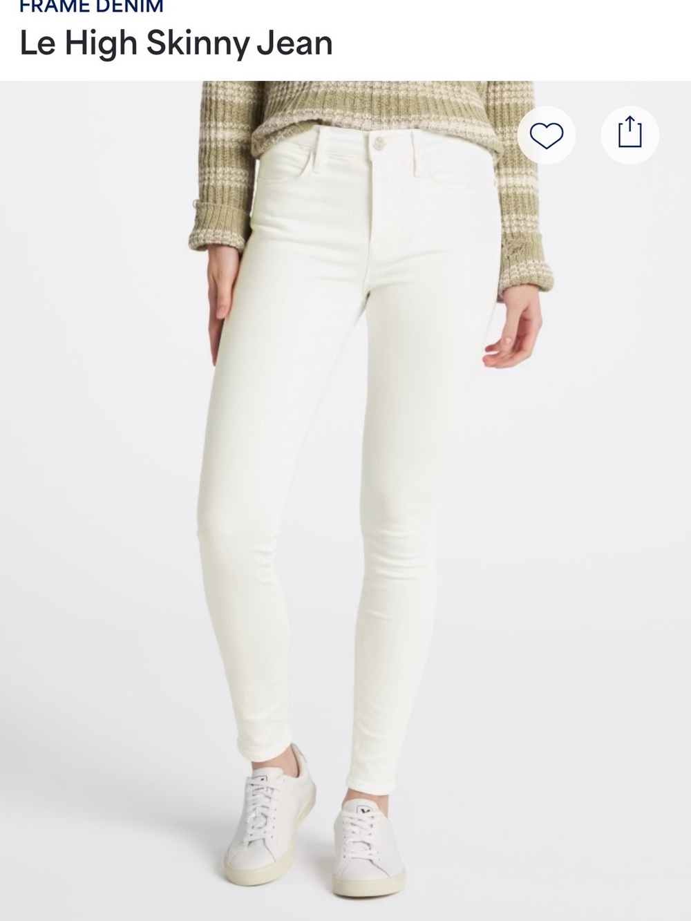 Frame Denim Le High Skinny Jean in Cream White
